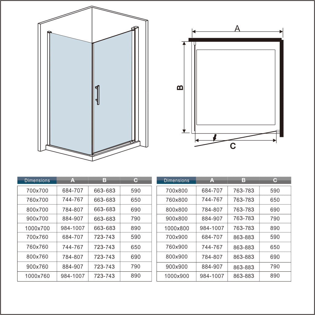 Aica Box Doccia Angolare Porta Battente Vetro 6 mm Temperato Anticalcare con Barra Stabilizzatrice da 45 cm Alto 197 cm