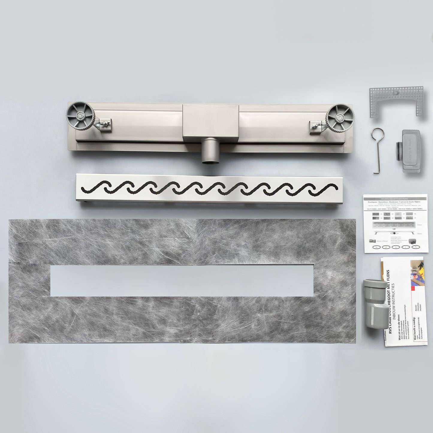 AICA Canaletta scarico canalina doccia in Acciaio Inossidabile typo Wave per Bagno 50 60 70 80 90 cm