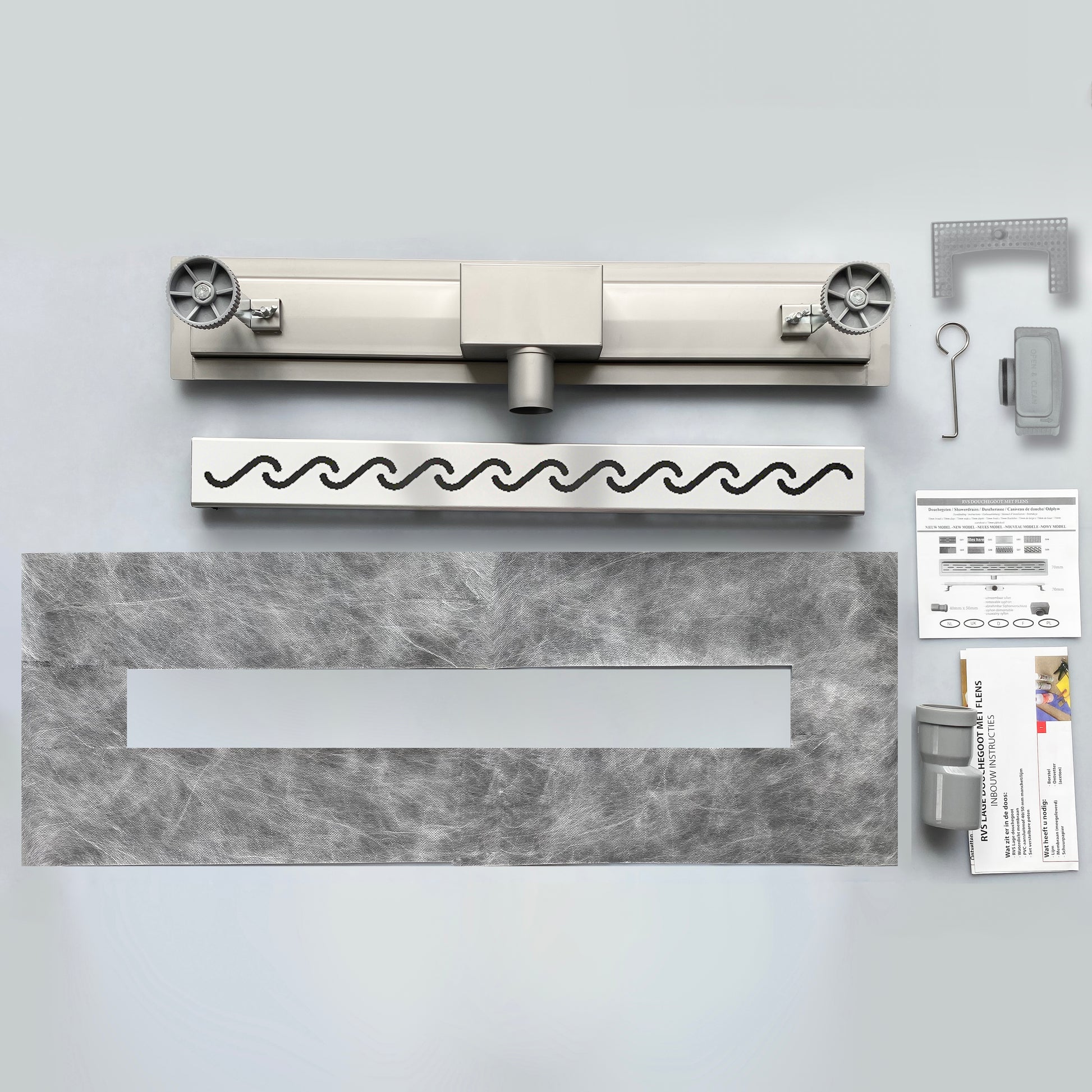 AICA Canaletta scarico canalina doccia in Acciaio Inossidabile typo Wave per Bagno 50 60 70 80 90 cm