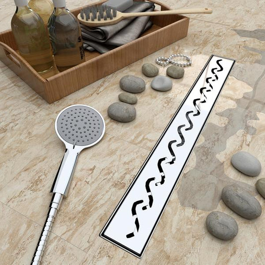 AICA Canaletta scarico canalina doccia in Acciaio Inossidabile typo Wave per Bagno 50 60 70 80 90 cm