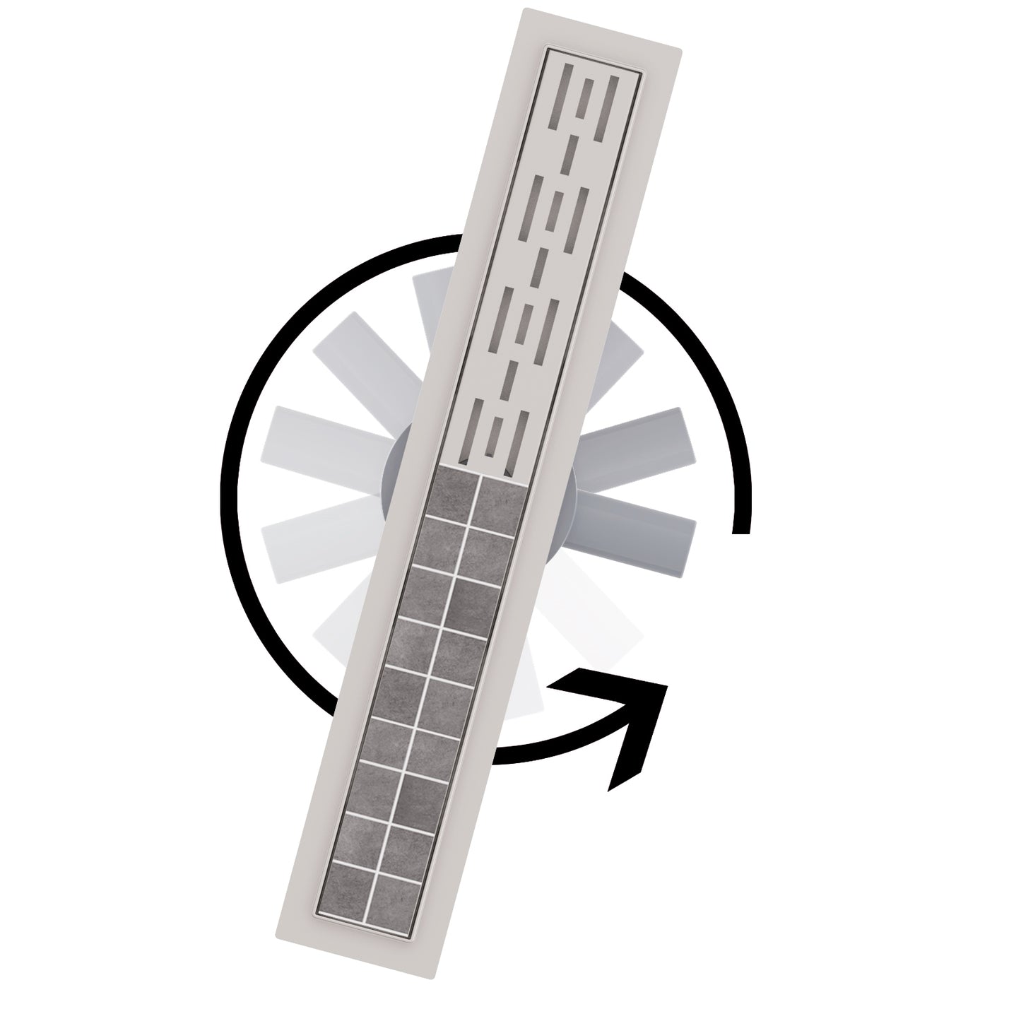 360 Ruota 2 IN 1 CANALINA CANALETTA DOCCIA LINEA SCARICO PAVIMENTO GRIGLIA TYPO FESSURA IFONE 60 70 80 90