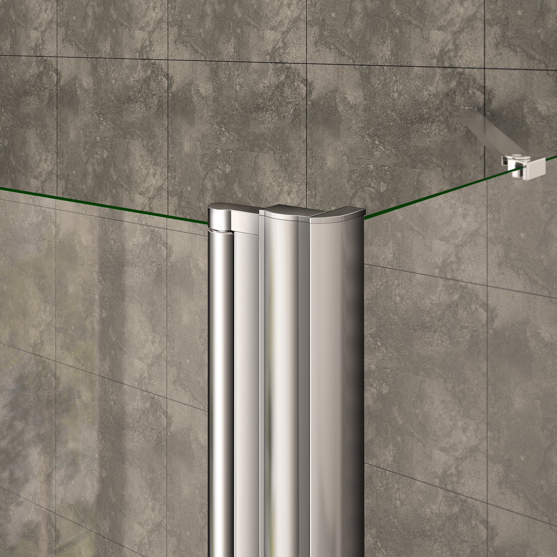 Aica Sopravasca / Parete Vasca Angolare Alta 140cm Vetro 6mm Temperato Trasparente Anticalcare Telaio In Alluminio Cromato Lucido