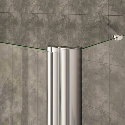 Aica Sopravasca / Parete Vasca Angolare Alta 140cm Vetro 6mm Temperato Trasparente Anticalcare Telaio In Alluminio Cromato Lucido
