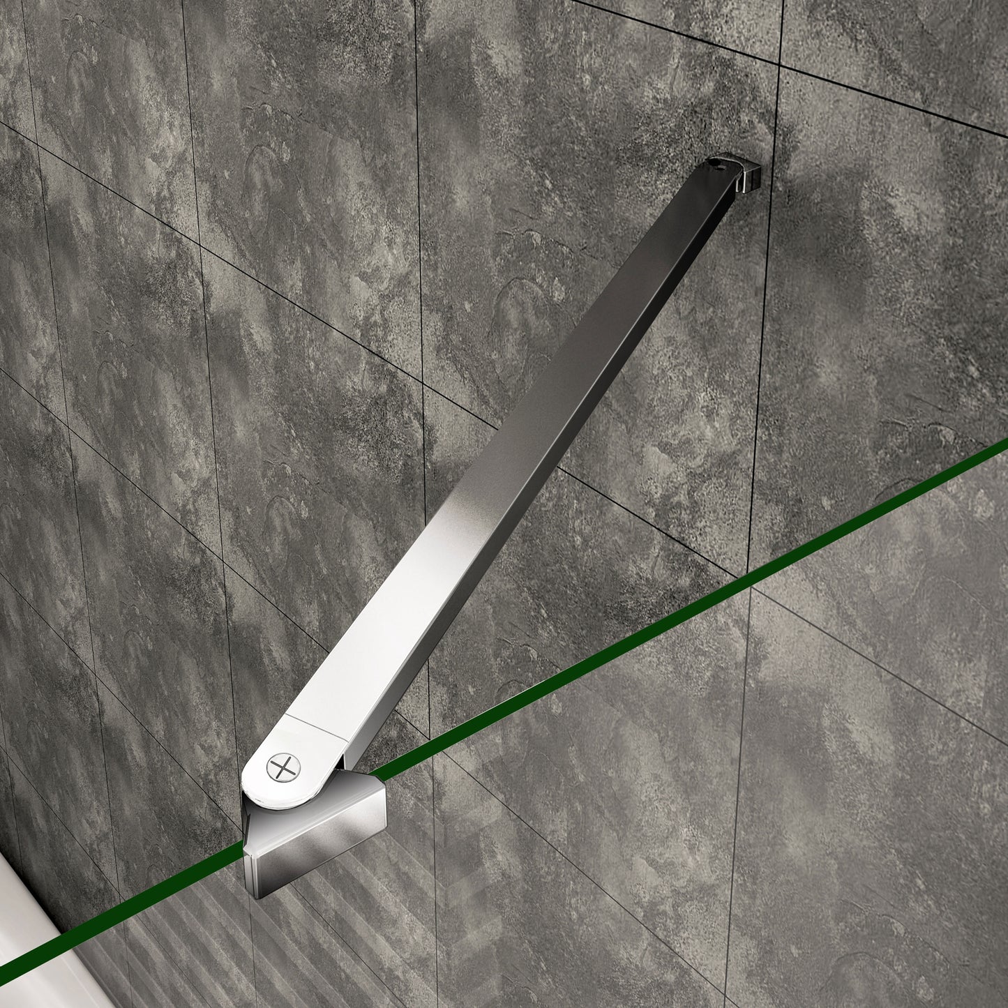 Aica Sopravasca / Parete Vasca Angolare Alta 140cm Vetro 6mm Temperato Trasparente Anticalcare Telaio In Alluminio Cromato Lucido