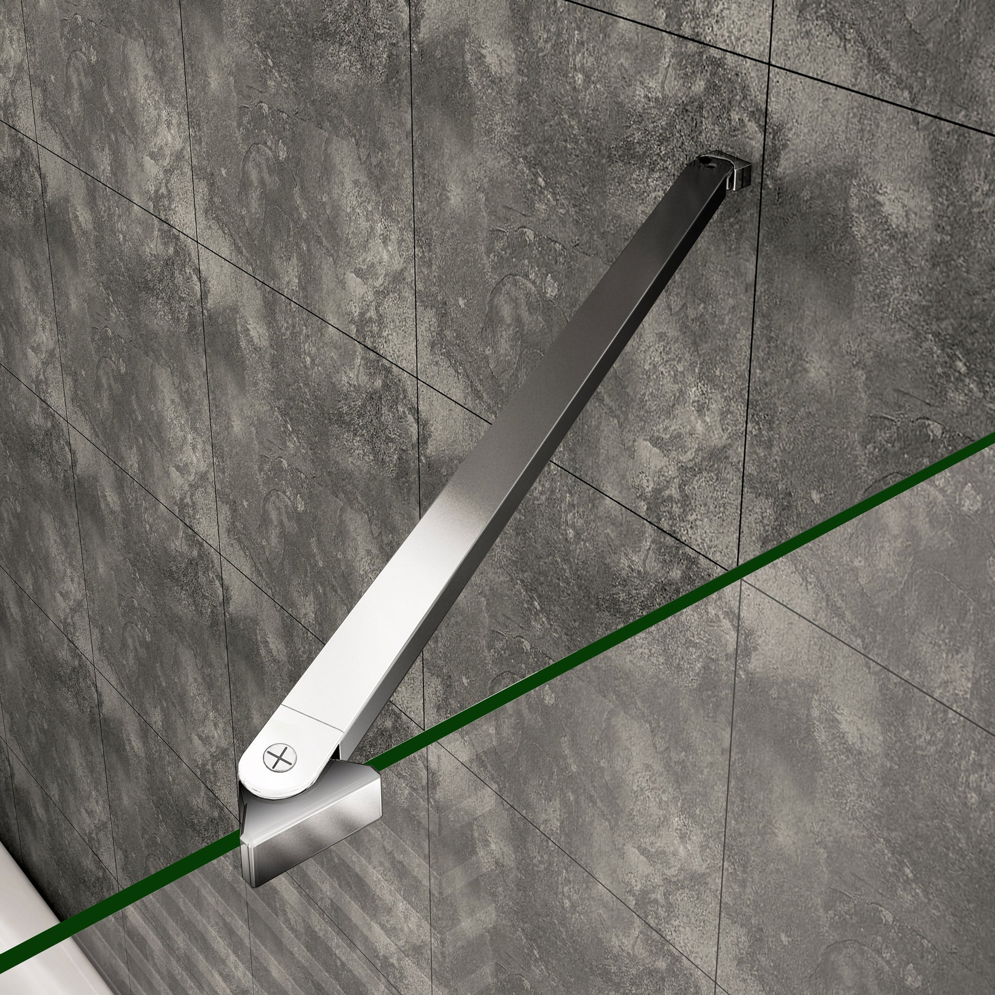 Aica Sopravasca / Parete Vasca Angolare Alta 140cm Vetro 6mm Temperato Trasparente Anticalcare Telaio In Alluminio Cromato Lucido