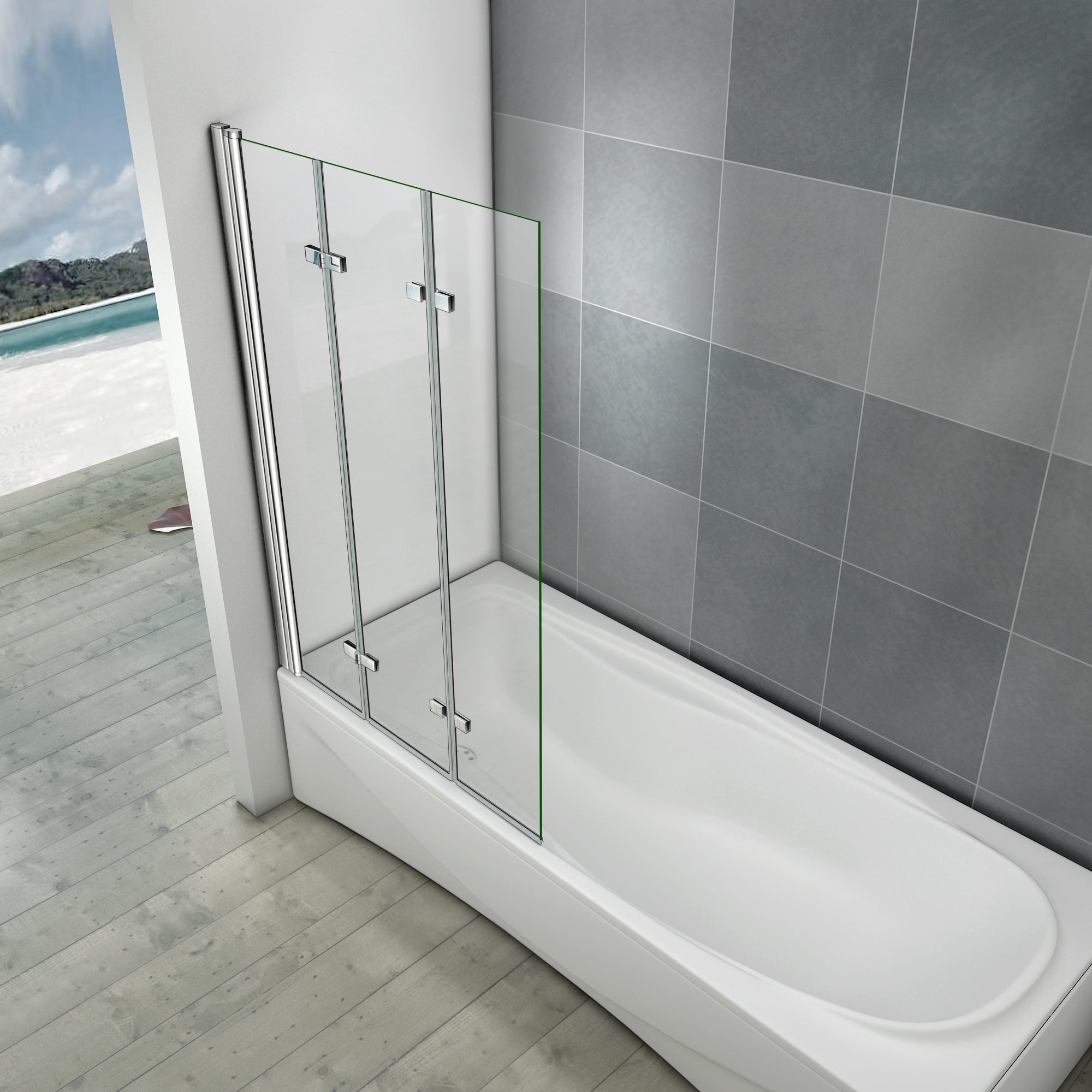 Sopravasca In Vetro Temperato 6mm - Anta Apribile 180° Con Trattamento Anticalcare - Foto 6