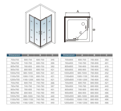 Aica 190 cm Box Doccia Angolare Porte Scorrevoli Vetro Temperato 5 mm Fascie Centrale in Serigrafato Bianco Telaio in Verniciato Bianco Opcao