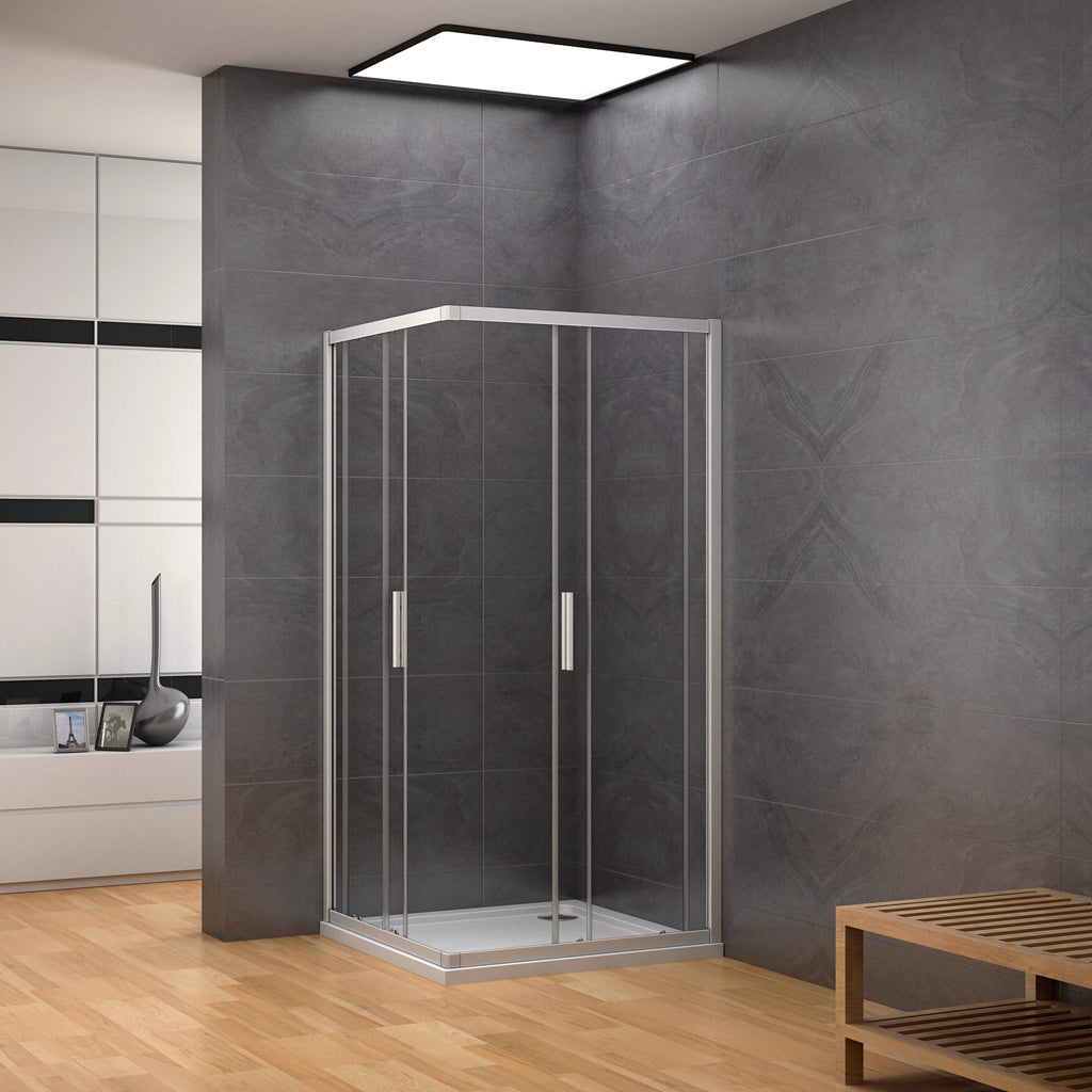 Aica 185 cm Box Doccia Angolare Porte Scorrevoli Vetro Temperato 5 mm Trasparente Telaio in alluminio di Elettroforesi Opaco