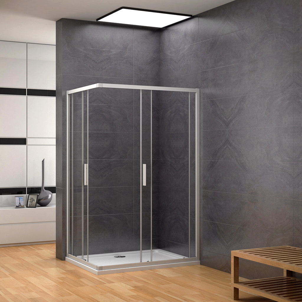 Aica 185 cm Box Doccia Angolare Porte Scorrevoli Vetro Temperato 5 mm Trasparente Telaio in alluminio di Elettroforesi Opaco