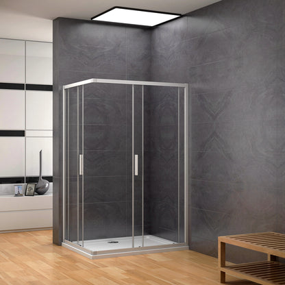 Aica 185 cm Box Doccia Angolare Porte Scorrevoli Vetro Temperato 5 mm Trasparente Telaio in alluminio di Elettroforesi Opaco