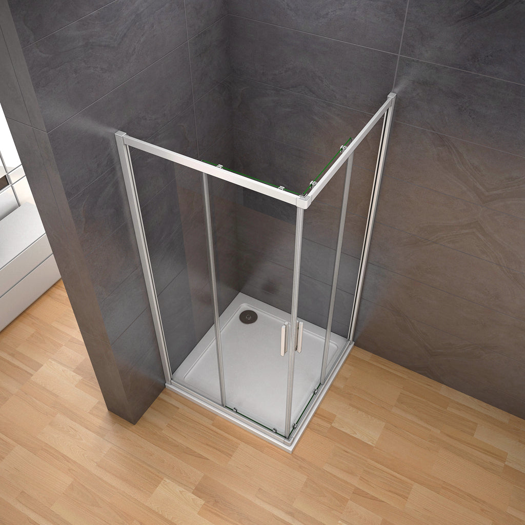 Aica 185 cm Box Doccia Angolare Porte Scorrevoli Vetro Temperato 5 mm Trasparente Telaio in alluminio di Elettroforesi Opaco