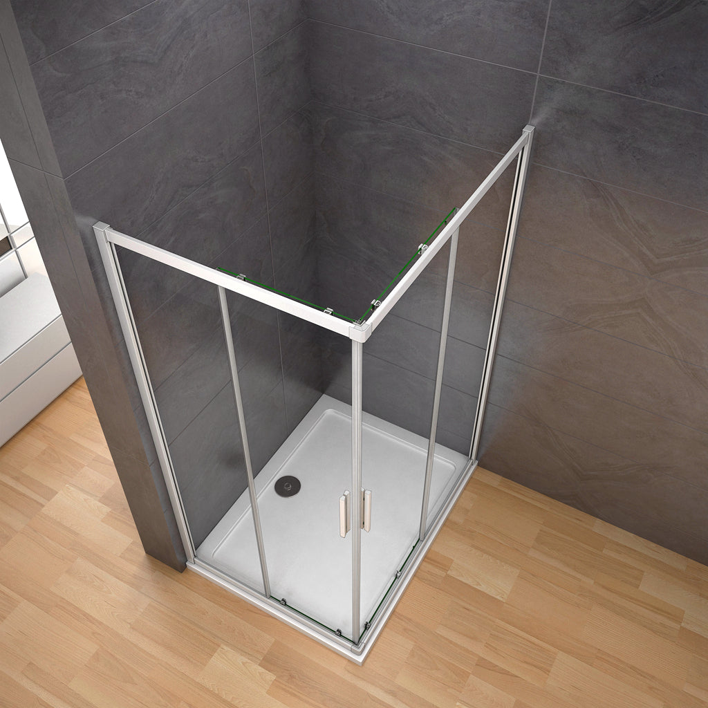 Aica 185 cm Box Doccia Angolare Porte Scorrevoli Vetro Temperato 5 mm Trasparente Telaio in alluminio di Elettroforesi Opaco