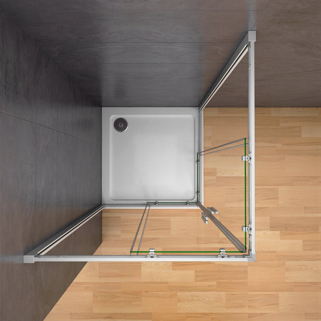 Aica 185 cm Box Doccia Angolare Porte Scorrevoli Vetro Temperato 5 mm Trasparente Telaio in alluminio di Elettroforesi Opaco