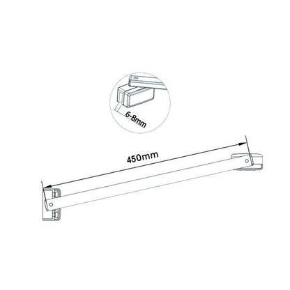 Aica 200 cm Parete Per Doccia Walk In Vetro Temperato Trasparente Anticalcare 8 mm Con Barra Stabilizzatrice da 45 cm misure varie