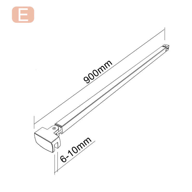 Doccia Walk In Parete Fissa in Vetro Temperato Anti-frantumi Anticalcare da 8mm Striscia Opaca Centrale con Barra Stabilizzatrice