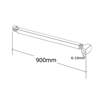 Walk In Parete Doccia Paretina Mobile 30/40 cm in Vetro Temperato 8mm Anticalcare con 2 Ripiani Mensole Barra Stabilizzatrice 90cm Snodabile