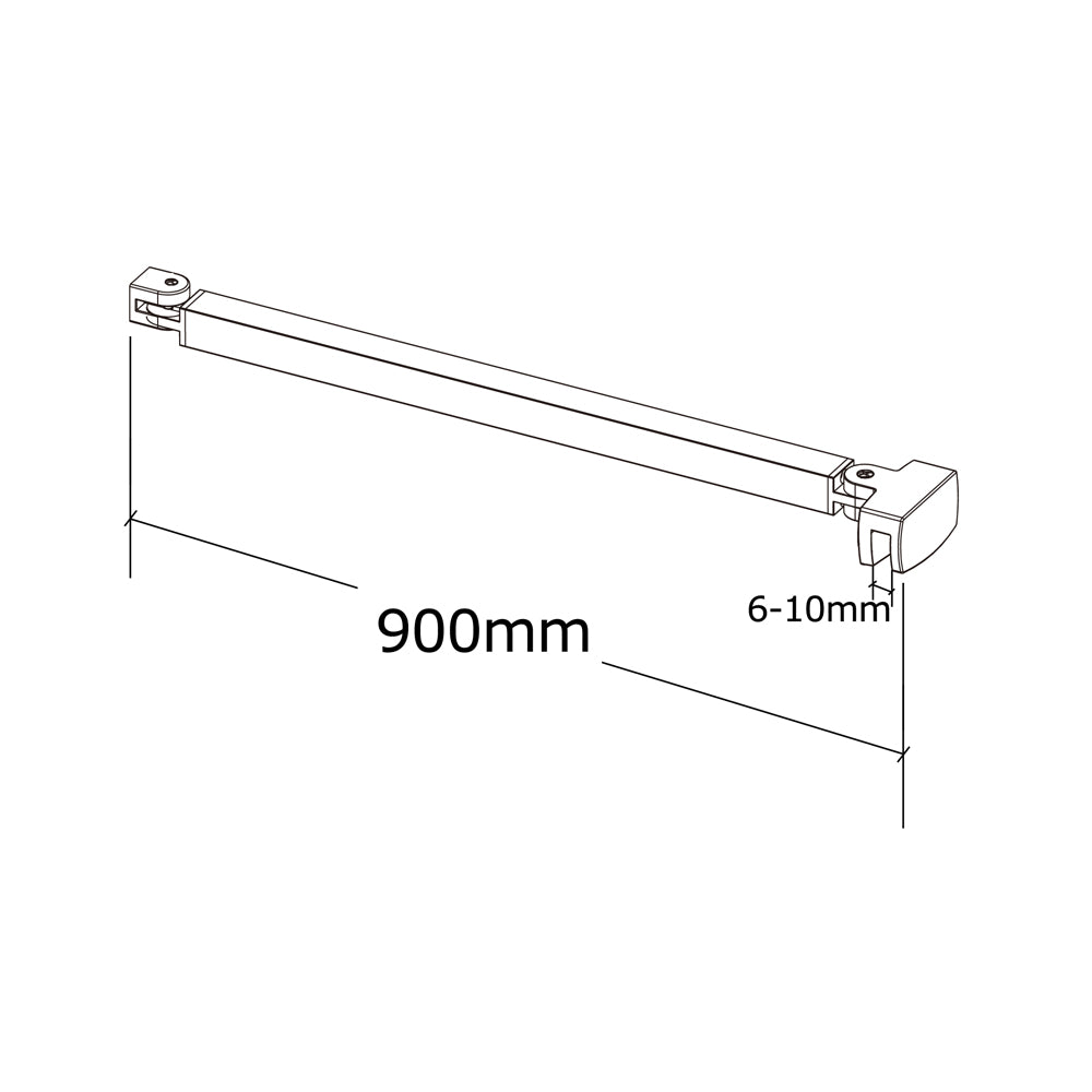 Box Doccia Walk In Parete Fissa in Vetro Temperato da 10mm Trasparente Anticalcare con Doppia Barra Stabilizzatrice da 90cm snodabile e tagliabile