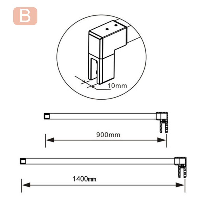 Aica Box Doccia Parete Doccia Walk In Alta 195cm Vetro Temperato Trasparente Anticalcare 6mm Easyclean Con Barra Stabilizzatrice