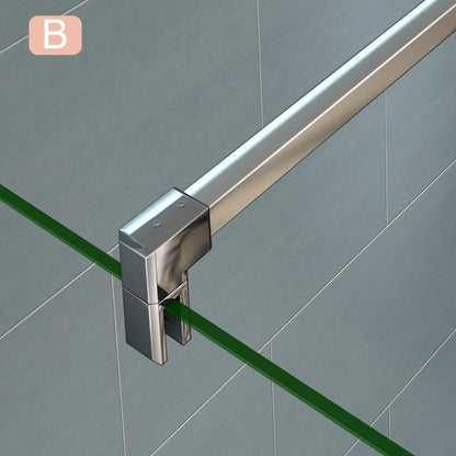 Aica Box Doccia Parete Doccia Walk In Alta 195cm Vetro Temperato Trasparente Anticalcare 6mm Easyclean Con Barra Stabilizzatrice 95x195 Lunghezza 140cm, Adatta per il vetro in spessore 6-10mm