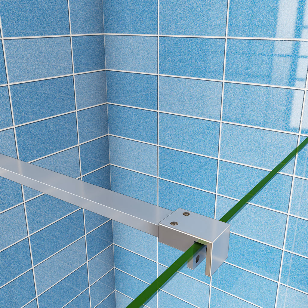Aica 190 cm Parete Per Doccia Walk In Vetro Temperato Trasparente Anticalcare 8 mm inclusa Barra Stabilizzatrice Tagliabile da 90 cm