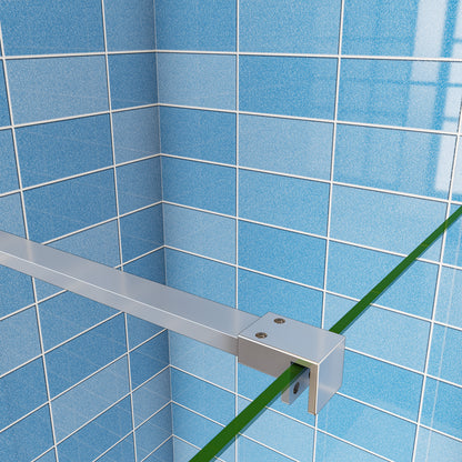 Aica 190 cm Parete Per Doccia Walk In Vetro Temperato Trasparente Anticalcare 8 mm inclusa Barra Stabilizzatrice Tagliabile da 90 cm