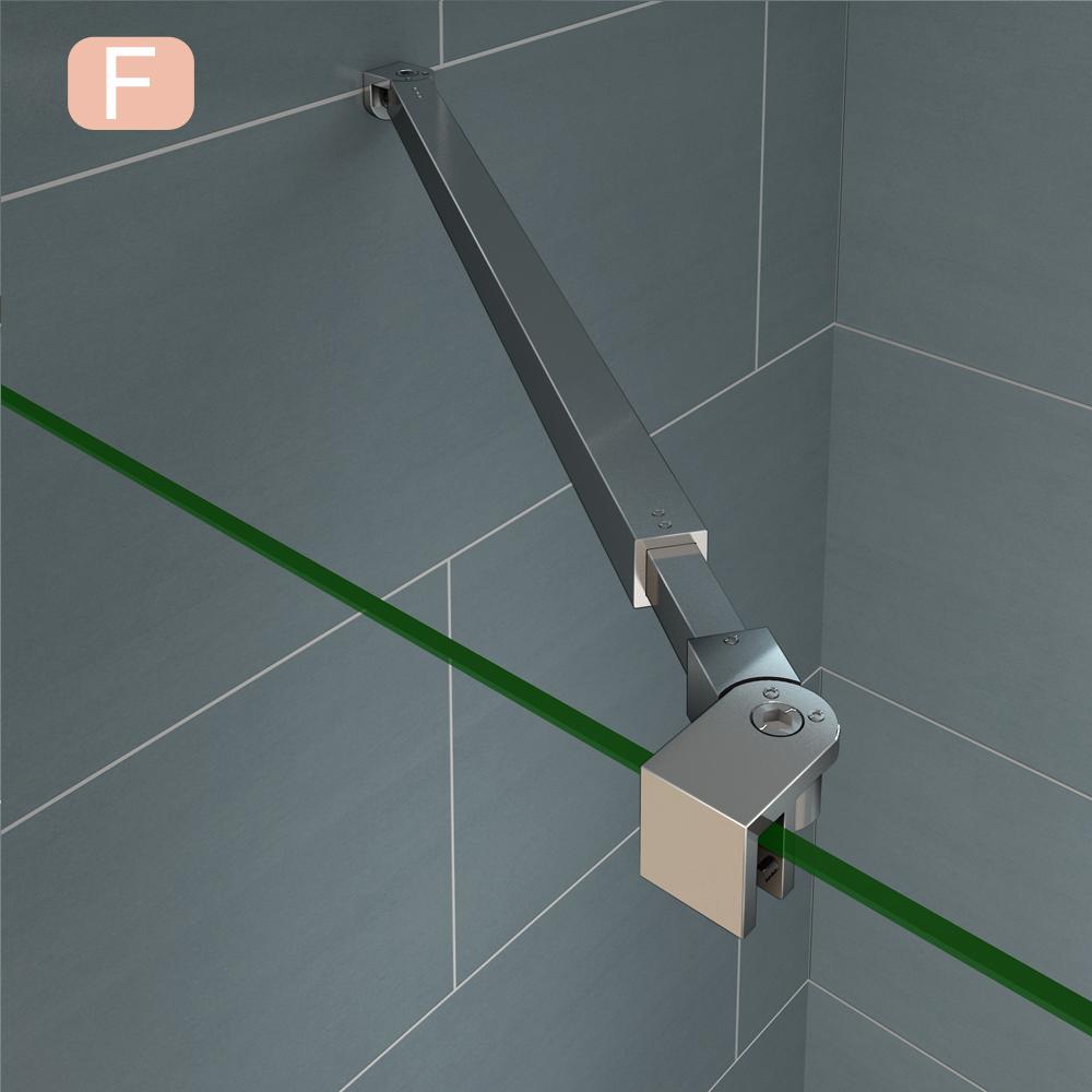 Aica Parete Per Doccia Alta 200cm Walk In Vetro 8mm Temperato Anti-frantumi Anticalcare Fascia Opaca Barra Stabilizzatrice 73-120cm