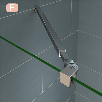 Aica Parete Per Doccia Alta 200cm Walk In Vetro 8mm Temperato Anti-frantumi Anticalcare Fascia Opaca Barra Stabilizzatrice 73-120cm