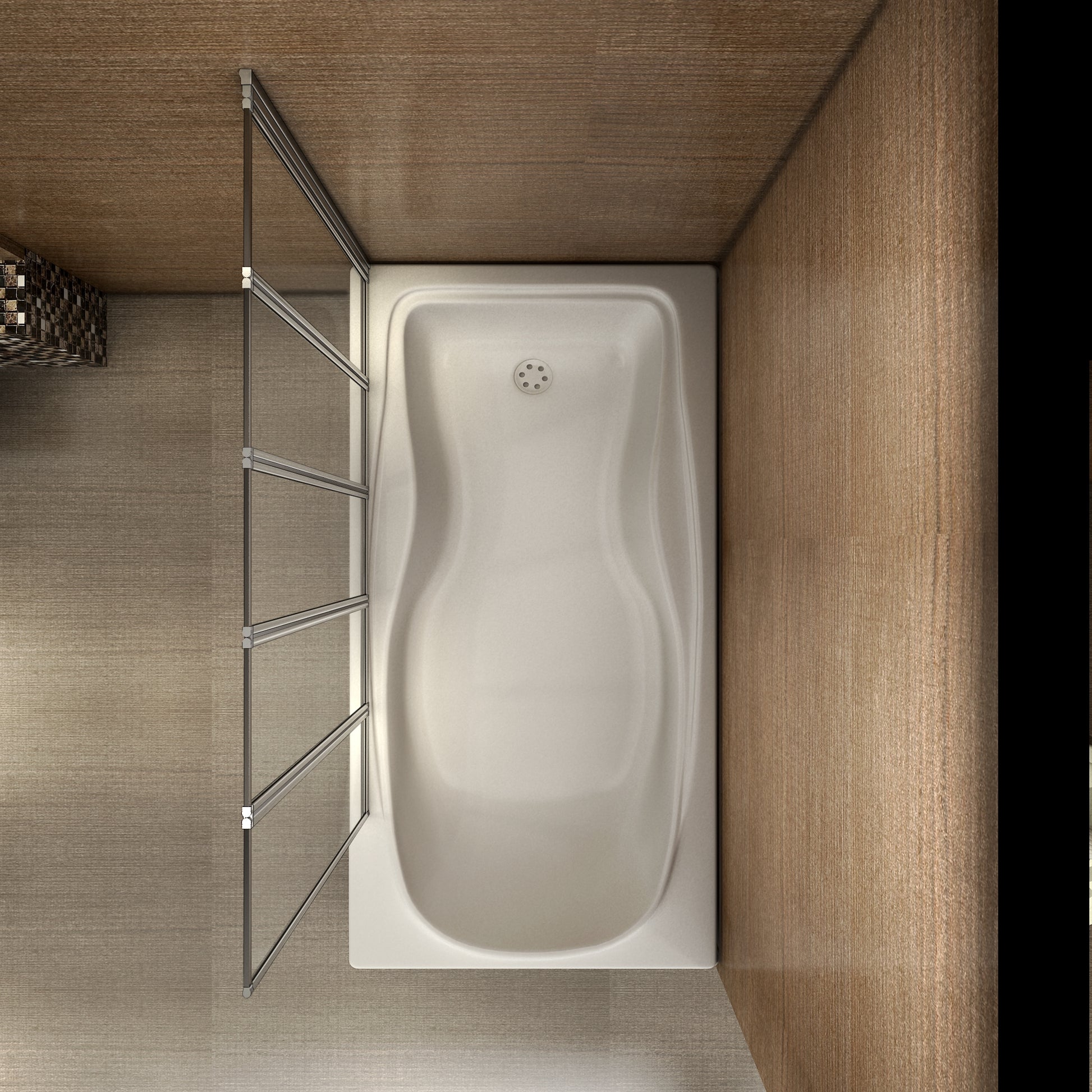 Aica Sopravasca Parete Per Vasca Da Bagno 5 Antine Pieghevoli a Libro Vetro 4 mm Temperato Trasparente Telai Cromati Lucidi 120x140 cm