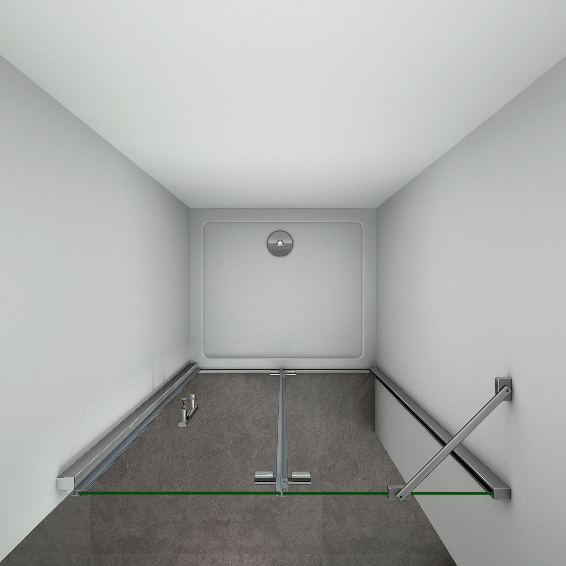 Aica 195cm Box Doccia Per Nicchia Porta Battente Un'Anta Con Barra Stabilizzatrice Vetro Temperato Trasparente Anticalcare Da 6 mm