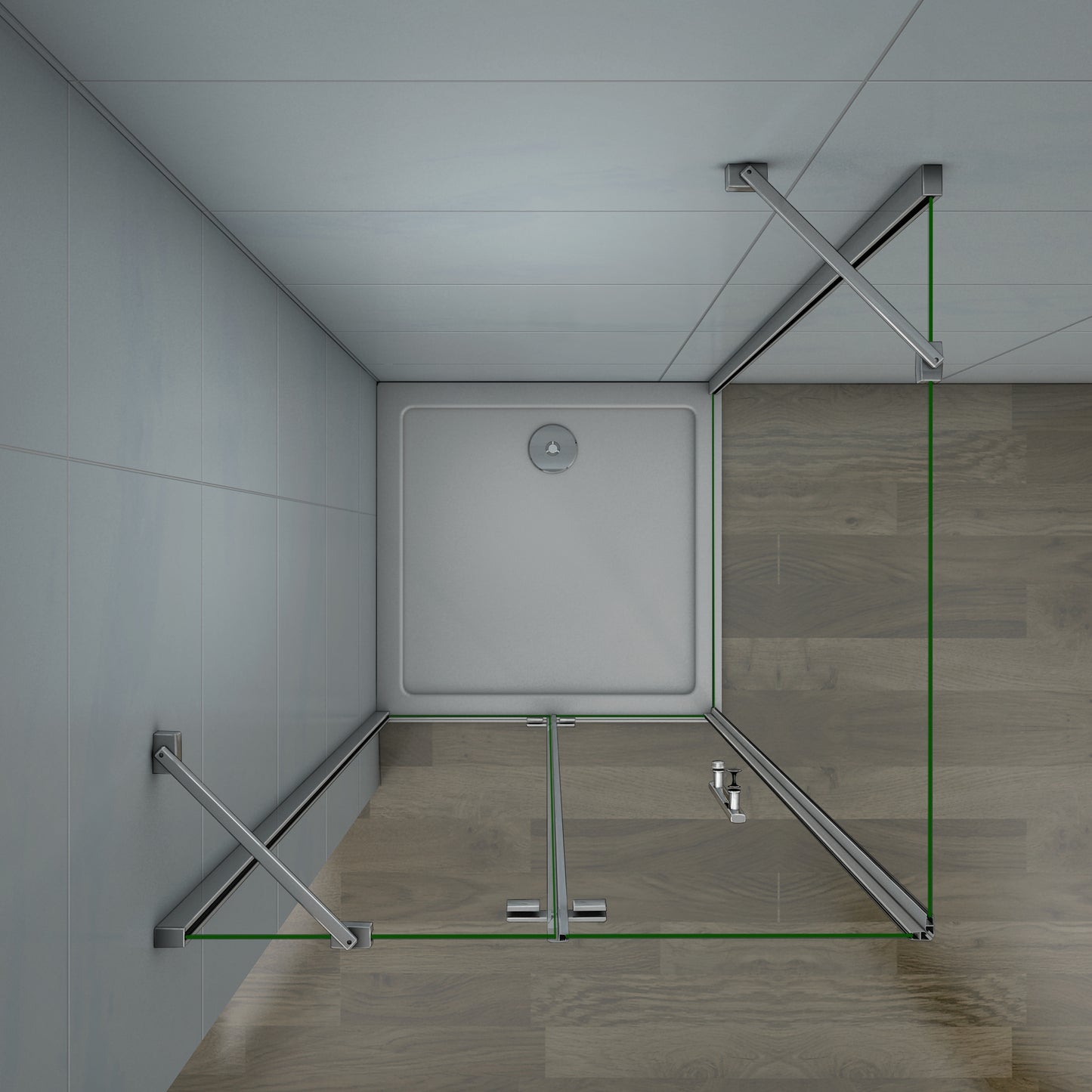 Aica 195cm Box Doccia Angolare Porta Battente Più Parete Fissa Vetro 6 mm Temperato Anticalcare Trasparente Telaio Cromo Lucido