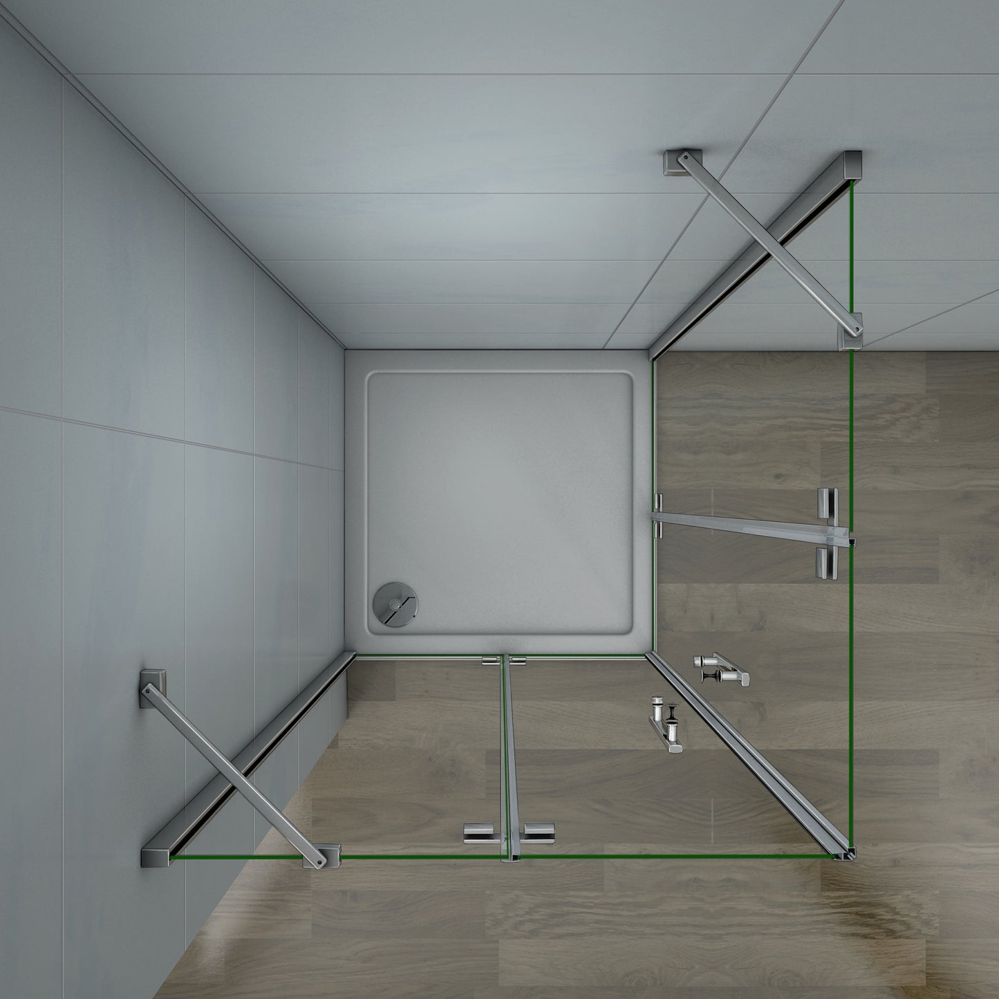 Aica 195 cm Box Doccia Doppie Porte Apertura Battente In Vetro 6 mm Temperato Anticalcare Trasparente con Barre Stabilizzatrici