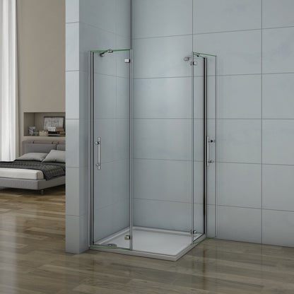 Aica 195 cm Box Doccia Doppie Porte Apertura Battente In Vetro 6 mm Temperato Anticalcare Trasparente con Barre Stabilizzatrici