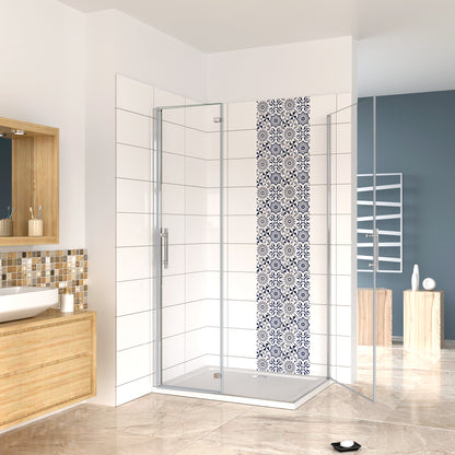 Aica 185/195 cm Box Doccia Angolare Porta Pieghevole pi Porta Battente in Vetro 6mm Temperato Anticalcare Trasparente Telaio Cromo Lucido
