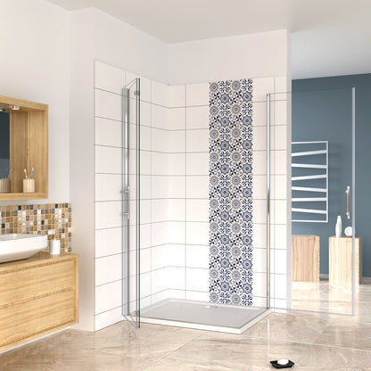 Aica 185/195 cm Box Doccia Angolare Porta Pieghevole pi Porta Battente in Vetro 6mm Temperato Anticalcare Trasparente Telaio Cromo Lucido