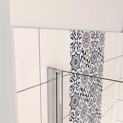 Aica 185/195 cm Box Doccia Angolare Porta Pieghevole pi Porta Battente in Vetro 6mm Temperato Anticalcare Trasparente Telaio Cromo Lucido