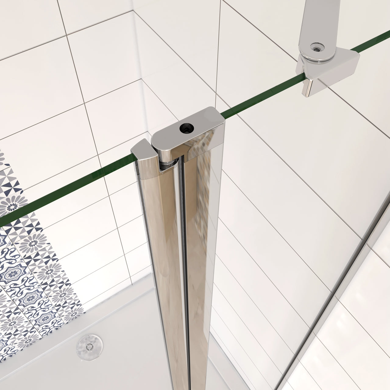 Aica 195 cm Box Doccia Angolare Porta Pieghevole + Porta Battente Vetro 6mm Anticalcare Trasparente Barra Stabilizzatrice Cromo Lucido