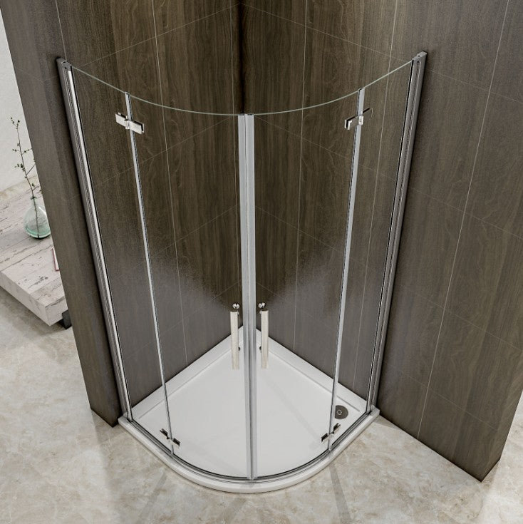 Aica 195 cm Box Doccia Semicircolare Due Porte Battenti Vetro temperato Trasparente Anticalcare 6mm Telaio Cromo Lucido varie dimensioni