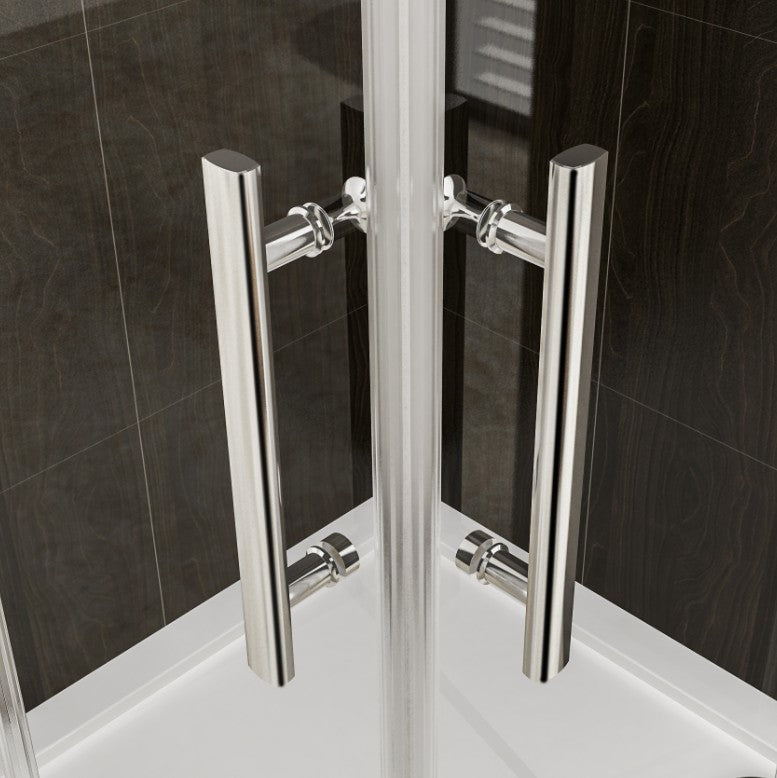 Aica 195 cm Box Doccia Semicircolare Due Porte Battenti Vetro temperato Trasparente Anticalcare 6mm Telaio Cromo Lucido varie dimensioni