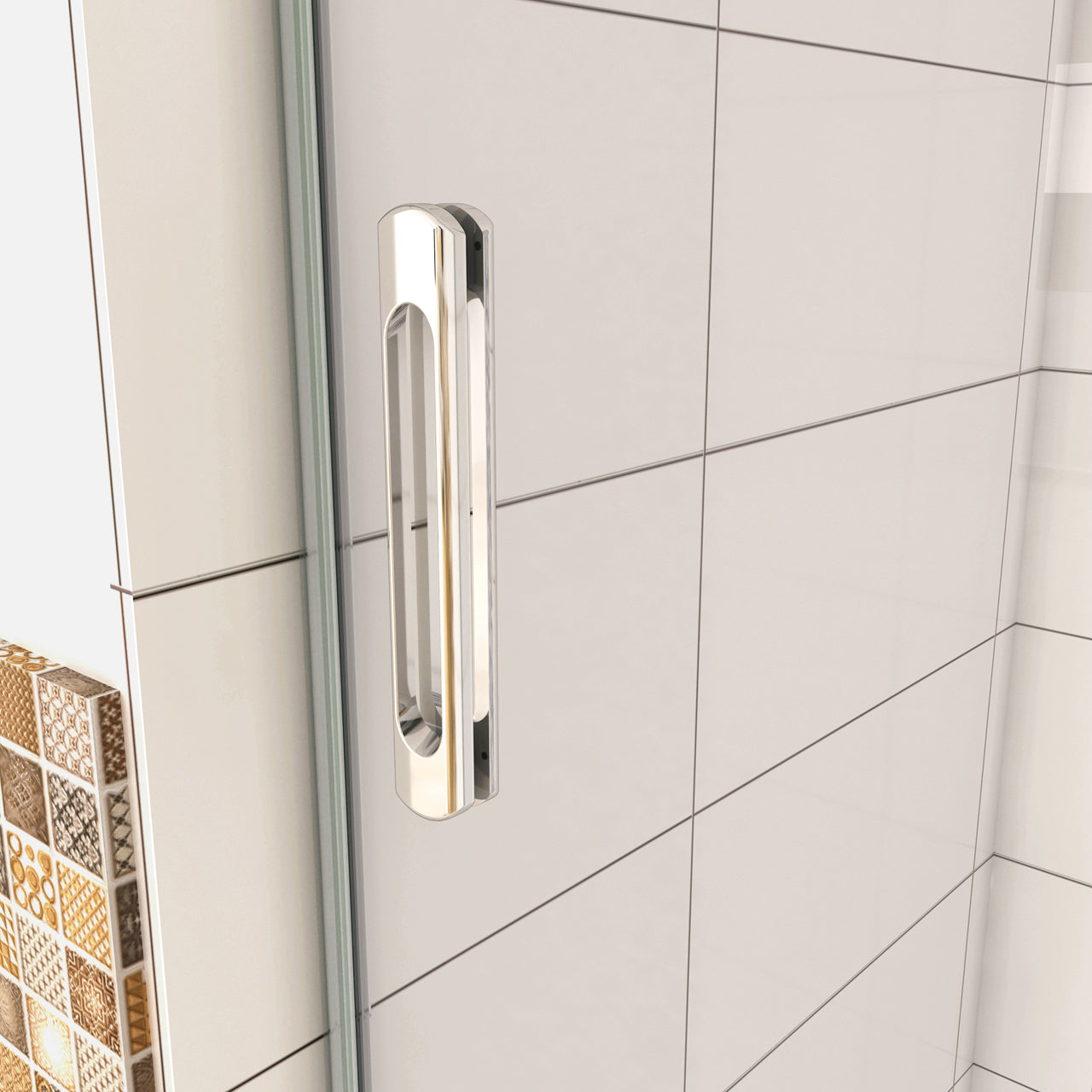 Aica 195 cm Porta Doccia Per Nicchia Anta Scorrevole in Vetro 8 mm Temperato Trasparente Anticalcare Rinforzata da Barra Stabilizzatrice