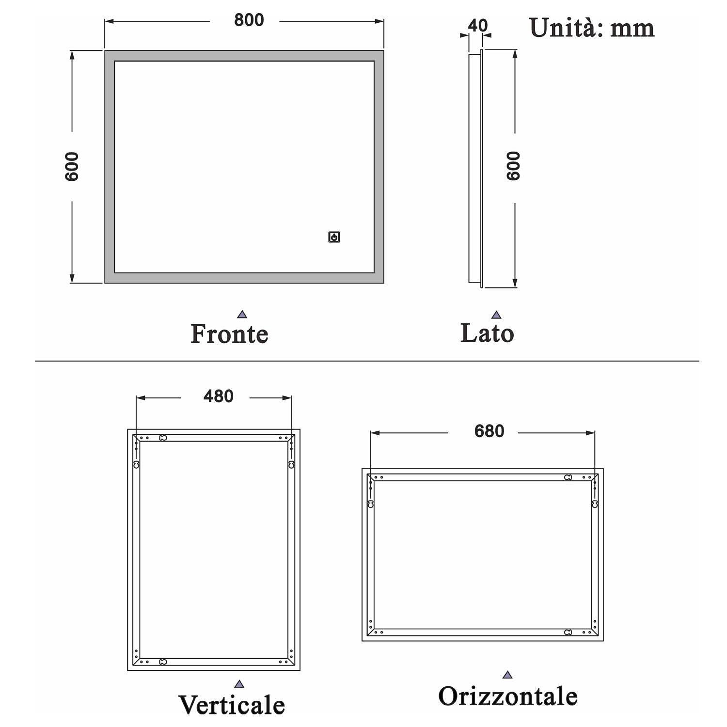 LAIYA Specchio da bagno a LED da 71 x 91 cm, con luci anteriori LAIYA Specchio da bagno a LED da 71 x 91 cm, con luci anteriori