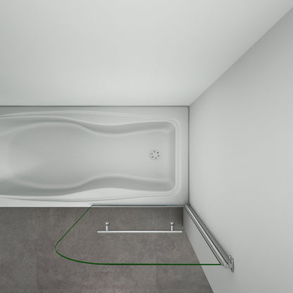 Aica Sopravasca Parete Per Vasca Girevole 180 Gradi in Vetro Temperato 5mm Trasparente Telaio Cromo Lucido 70x130 cm