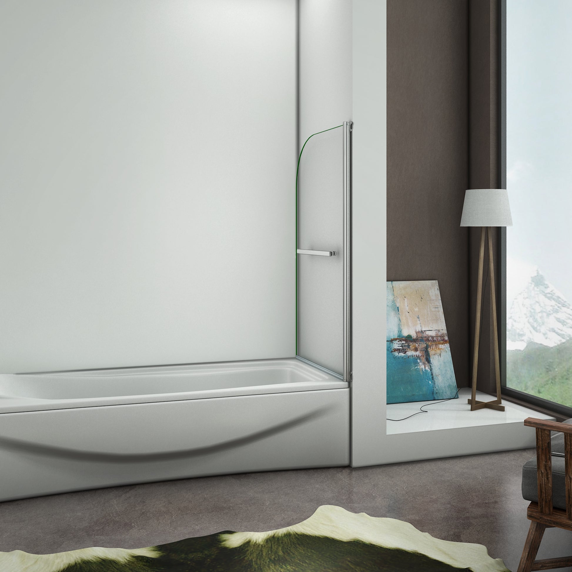 Aica Sopravasca Parete Per Vasca Girevole 180° Vetro Temperato 5mm Trasparente Maniglia Portasciugamani Telaio Cromo Lucido misura 70x130cm