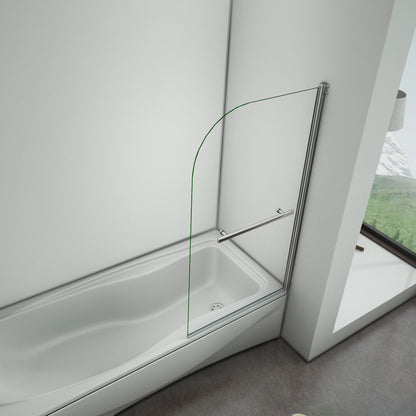 Aica Sopravasca Parete Per Vasca Girevole 180 Gradi in Vetro Temperato 5mm Trasparente Telaio Cromo Lucido 70x130 cm