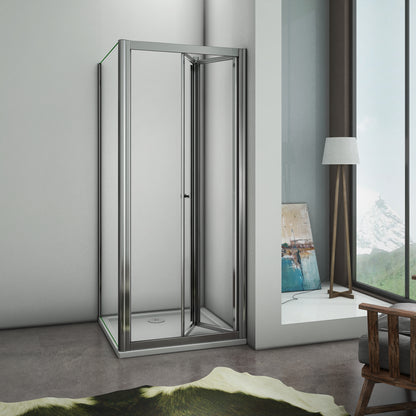 Aica 185 cm Box Docica Angolare Porta Scorrevole a Soffietto Vetro Temperato Trasparente Telaio Cromo Lucido varie dimensioni