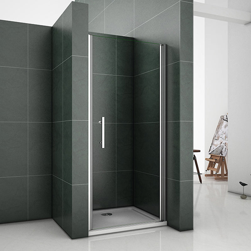 Aica 185 cm Porta Doccia Per Nicchia Apertura Battente Vetro 6 mm Temperato Trasparente Anticalcare Telaio Cromo Lucido