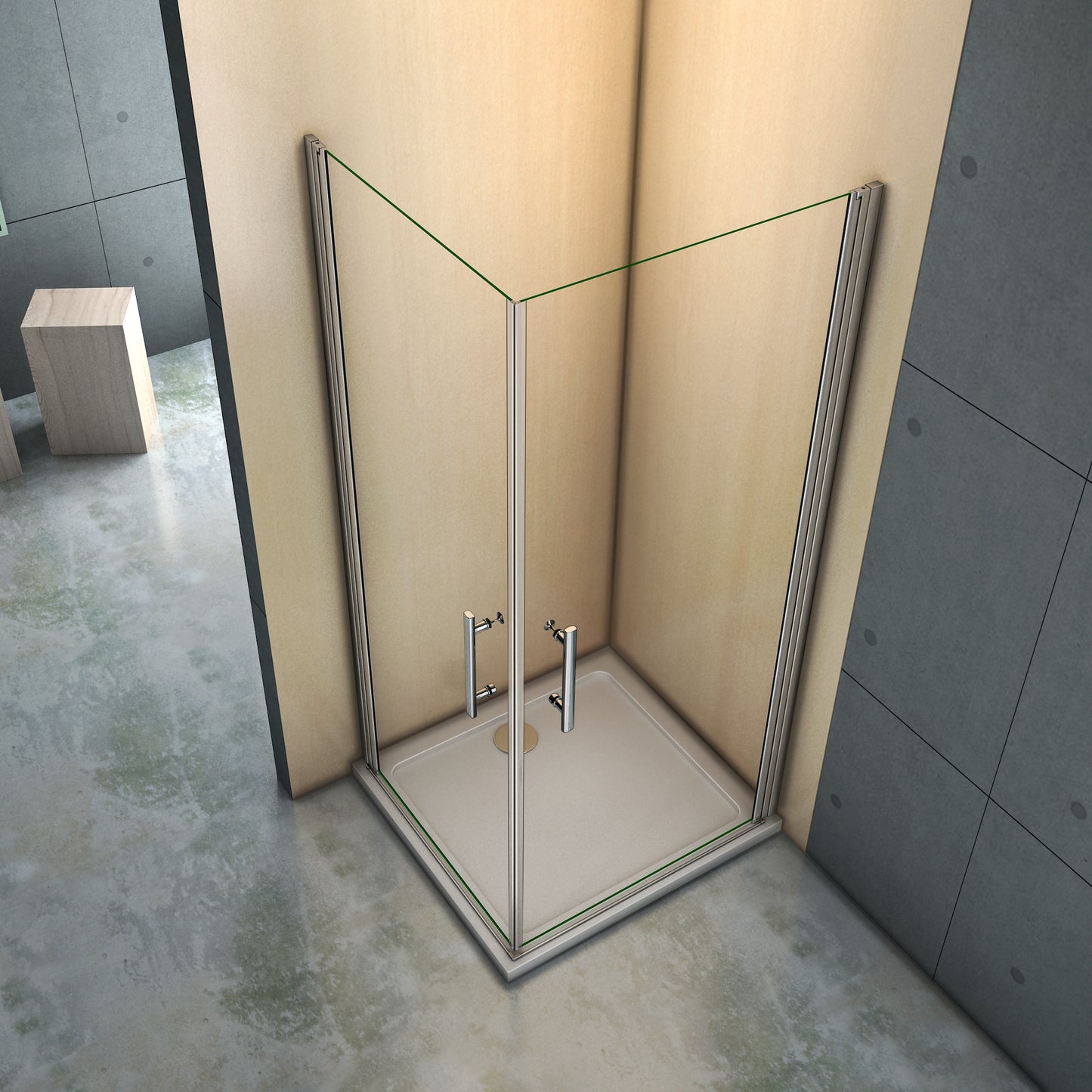 Aica 190 cm Box Doccia Angolare Doppia Porta Apertura Totale a Battente Vetro Temperato Trasparente Anticalcare