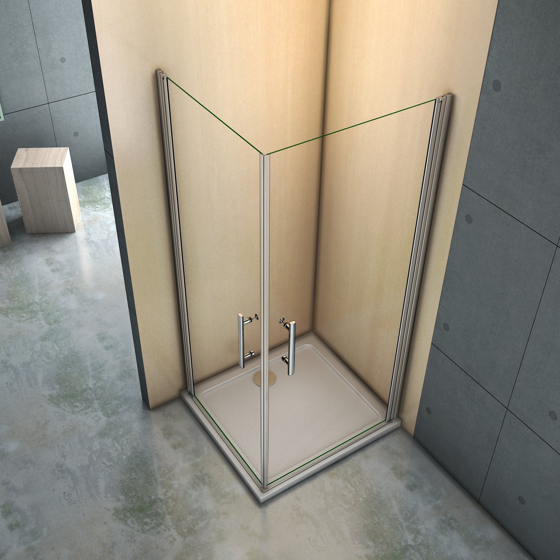 Aica 190 cm Box Doccia Angolare Doppia Porta Apertura Totale a Battente Vetro Temperato Trasparente Anticalcare