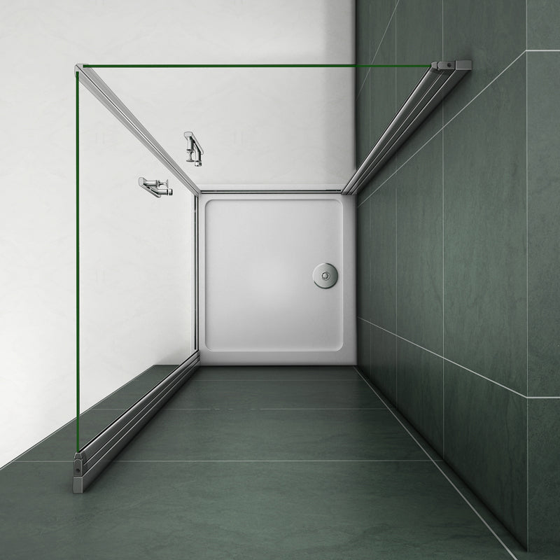 Aica 185cm Box Doccia Angolare Due Porte a Battente Rotazione Di 180 Gradi Vetro Temperato 6mm Anticalcare Trasparente varie dimensioni