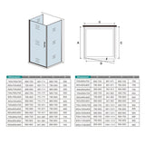 195cm Box Doccia a Tre Lati Porta Battente Doppia Parete Fissa Vetro da 6mm Temperato Anticalcare Barra Stabilizzatrice 45cm Cromo Lucido - Consegna gratuita