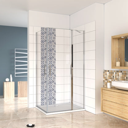 Aica 195 cm Box Doccia Angolare Doppia Porta Battente in Vetro 6 mm Temperato Anticalcare Trasparente Barra Stabilizzatrice e Telaio Cromo Lucido